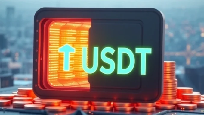 Visualizing the impact of 1 billion USDT minted by Tether, signifying a major stablecoin movement in the crypto market.