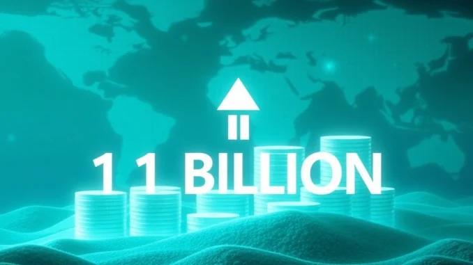 A digital representation of a large sum of money, symbolizing the 1 billion USDT minting event and its impact on crypto liquidity.