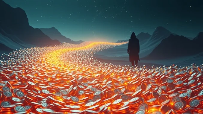 Illustration of a massive USDT transfer flowing into Binance, symbolizing a significant whale transaction and its impact on the crypto market.