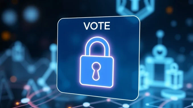 UXLINK on-chain vote interface displaying an early token unlock proposal, emphasizing crypto security and community decision-making.