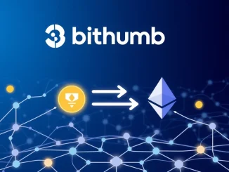 Bithumb's announcement of UXLINK token swap, illustrating the migration from Arbitrum to Ethereum blockchain networks.