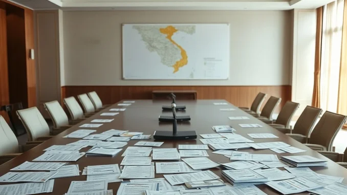 An empty meeting room symbolizes the lack of applicants for Vietnam's crypto pilot program.