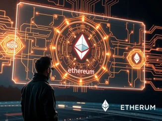 Vitalik Buterin's GKR protocol for ultra-fast proofs visualized as a network of secure, rapidly processing data streams, symbolizing enhanced Ethereum scalability.