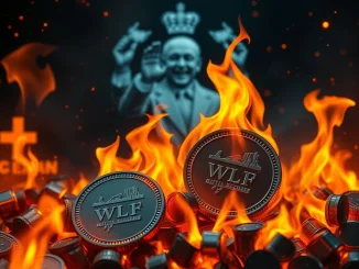 A visual representation of 175 million WLFI tokens burning, symbolizing the $26.7 million WLFI token burn from a Trump-linked address.