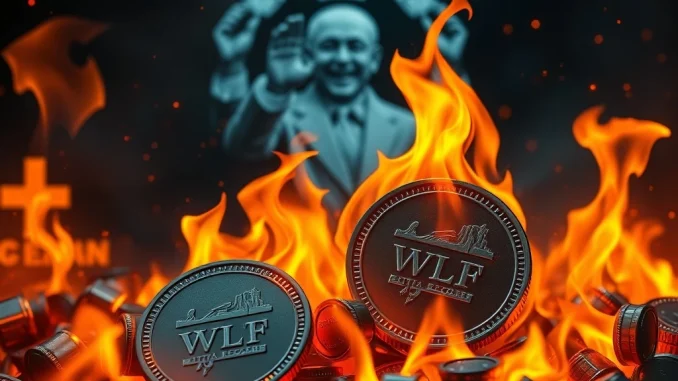 A visual representation of 175 million WLFI tokens burning, symbolizing the $26.7 million WLFI token burn from a Trump-linked address.