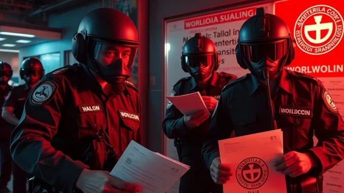 Thai authorities investigating a Worldcoin iris scanning site during **Worldcoin Thailand** raids, highlighting biometric data legality concerns.