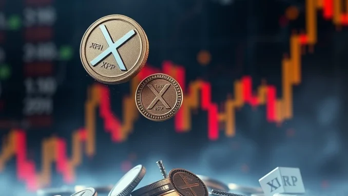 A visual representation of XRP's dramatic market cap decline amidst record crypto liquidations, highlighting its price struggles.