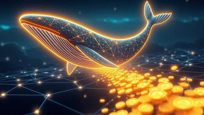 An illustration of a large XRP whale transaction, showing 400 million XRP unlocked from escrow, impacting the cryptocurrency market.