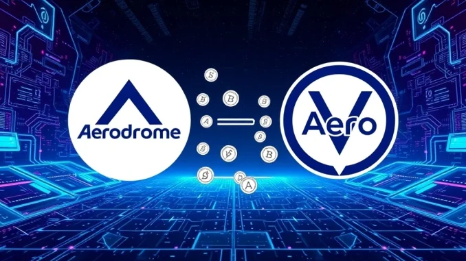 Aerodrome Merge: A Pivotal Fusion Unveiling a New DeFi Powerhouse Conceptual image symbolizing the strategic Aerodrome merge with Velodrome, creating a unified Aero token platform.