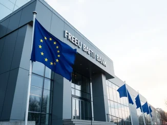 Amina Bank's MiCA license approval symbolized by a digital key unlocking new institutional crypto opportunities in the EU.