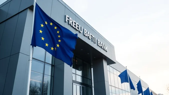 Amina Bank's MiCA license approval symbolized by a digital key unlocking new institutional crypto opportunities in the EU.