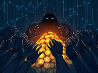 Illustration depicting a Sybil attack on the Apriori airdrop, with multiple identical hands grabbing APR tokens, highlighting crypto airdrop criticism.