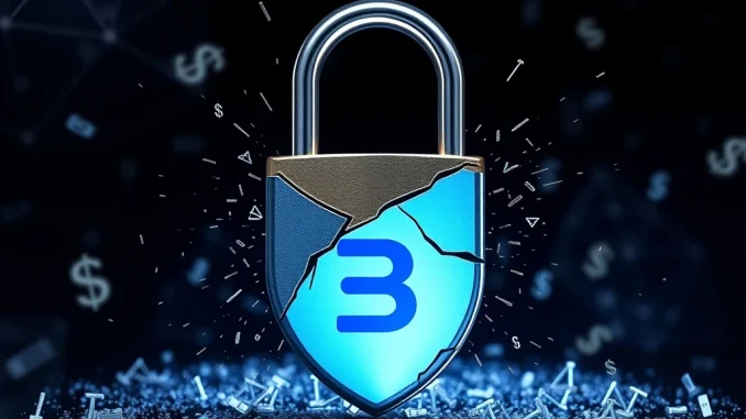 A visual representation of the Balancer hack, showing a broken lock over the Balancer logo, symbolizing the recent DeFi exploit and security breach.