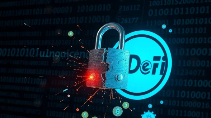 A digital padlock broken over a DeFi logo, symbolizing the Balancer hack and the devastating $116 million crypto losses from the exploit.