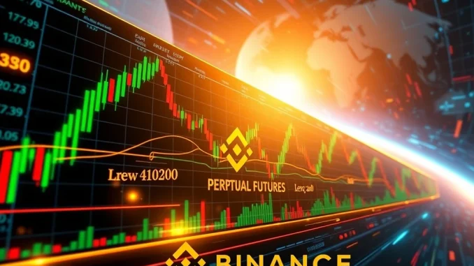 Digital interface showing **Binance perpetual futures** charts, representing the new ALLO/USDT contract and its 50x leverage trading opportunities.