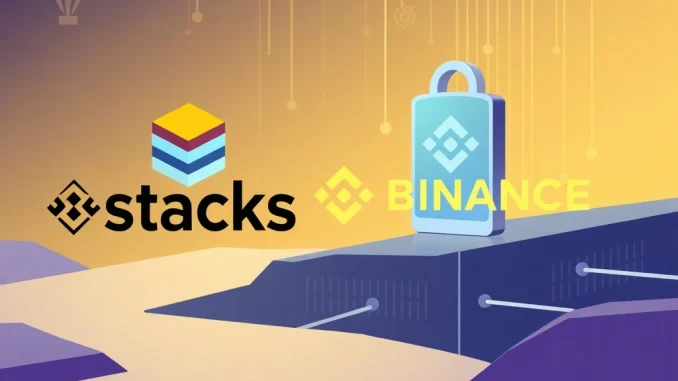 Binance STX suspension for network upgrade. A visual representation of a cryptocurrency exchange performing maintenance on a blockchain.
