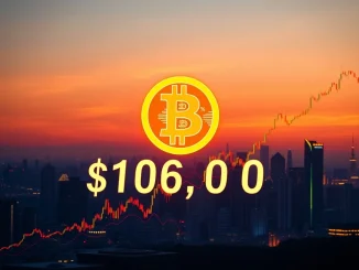 Visualizing the Bitcoin price surge, as BTC breaks $106,000, representing significant digital asset growth in the market.