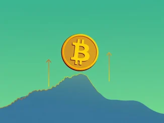 A Bitcoin logo hovering over a strong support line on a financial chart, representing a key Bitcoin buying opportunity.