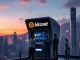 Bitcoin Depot ATM in Hong Kong cityscape, symbolizing the company's exciting expansion and convenient cash-to-crypto conversions in the Asian market.