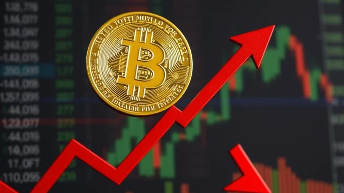 Chart illustrating a Bitcoin downtrend with red indicators, reflecting Matrixport's market analysis and advice for caution.