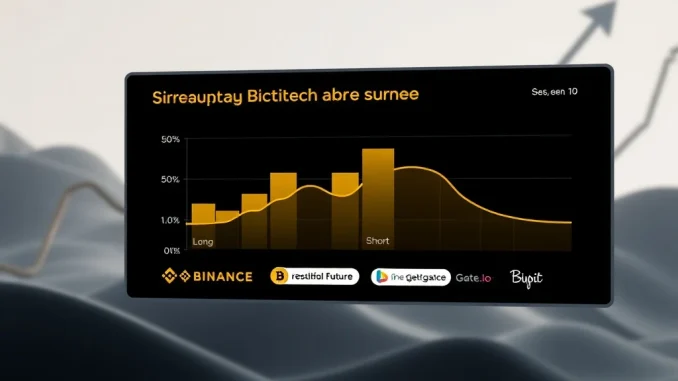 Bitcoin futures long/short ratio analysis across top exchanges, reflecting current market sentiment.