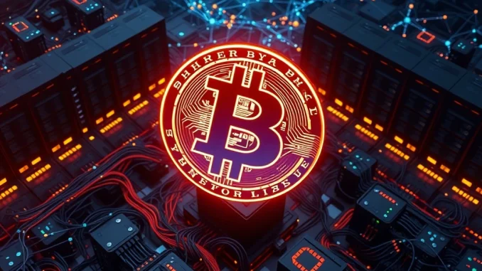 A visual representation of the robust Bitcoin hashrate, highlighting network security and the computational power behind crypto mining.