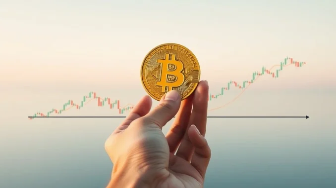 A chart illustrating Bitcoin in a stable holding pattern, signifying low selling pressure from long-term investors and balanced BTC price action.