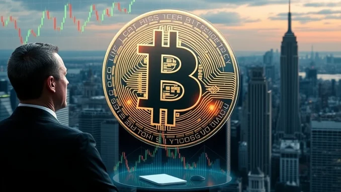 Charts showing a significant increase in institutional Bitcoin dominance, with graphs illustrating the shift in digital asset investment from retail to large institutions.
