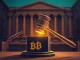 A gavel striking down, symbolizing the stern sentence in a Bitcoin laundering case, highlighting crypto crime justice.