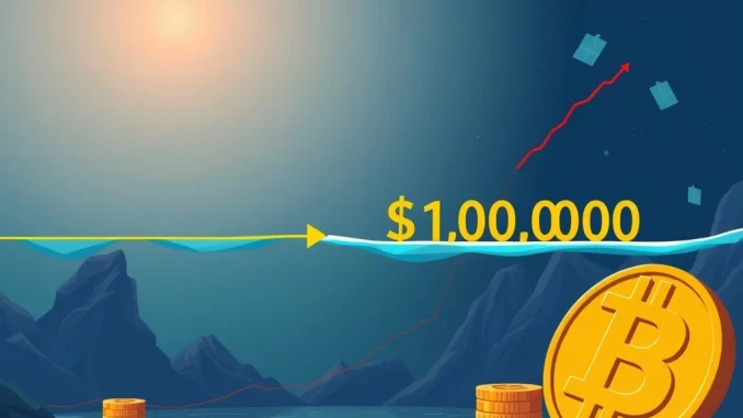 A visual representation of Bitcoin price falling below $100,000, indicating a significant BTC drop and market volatility.