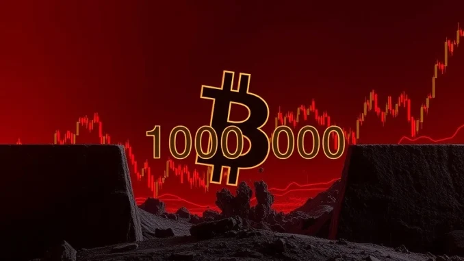 A visual representation of the Bitcoin price drop, showing BTC falling below the $100,000 mark on a market chart.