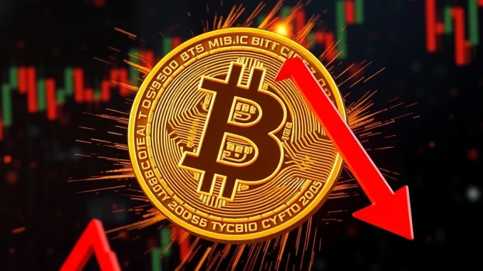 Chart showing a potential Bitcoin price drop to $93,000, highlighting the critical $100K support level and market volatility.