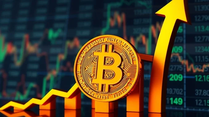 Chart showing a significant **BTC market surge** as Bitcoin breaks above $102k, illustrating market growth.