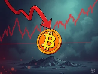 Chart showing a significant Bitcoin price drop below $103,000, illustrating current cryptocurrency market volatility.