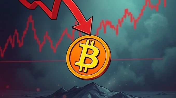 Chart showing a significant Bitcoin price drop below $103,000, illustrating current cryptocurrency market volatility.