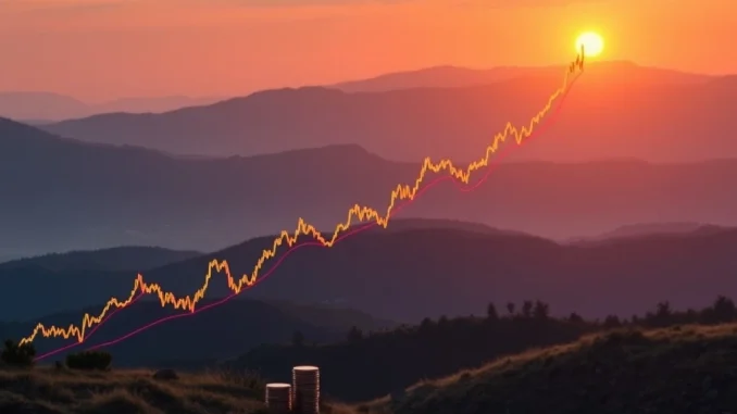 Chart showing a strong Bitcoin price prediction upward trend, indicating easing BTC selling pressure and potential for significant gains.