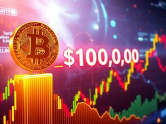 A digital chart showing the Bitcoin price surging past $101,000, indicating a major milestone in the cryptocurrency market.