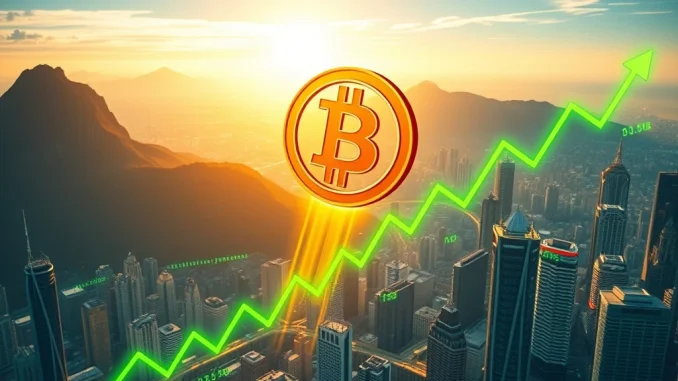 Bitcoin Price Blazes Past $104,000: A Monumental BTC Surge A digital Bitcoin symbol soaring, representing the BTC price surge past $104,000 in the cryptocurrency market.