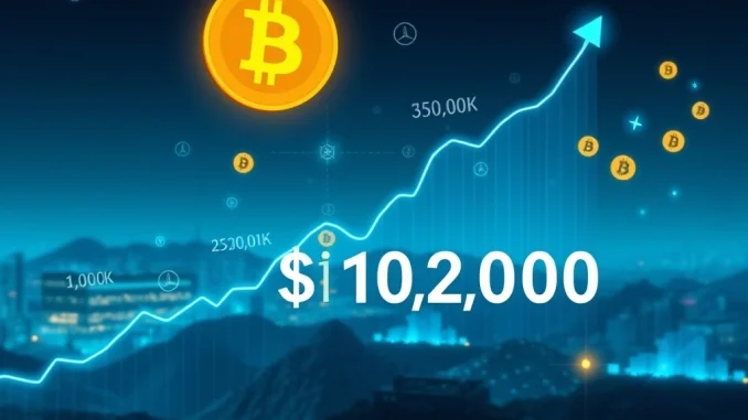 Bitcoin Soars: BTC Price Rockets Past the $102,000 Milestone A financial chart showing Bitcoin's price dramatically surging past $102,000, symbolizing a significant milestone in the cryptocurrency market.