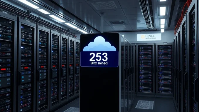 Bitfufu's advanced Bitcoin mining operation showcasing its cloud mining infrastructure and substantial BTC holdings.