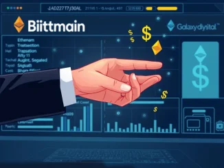 A secure digital transaction showing Bitmain's strategic Bitmain ETH purchase, symbolizing a significant Ethereum investment via Galaxy Digital.