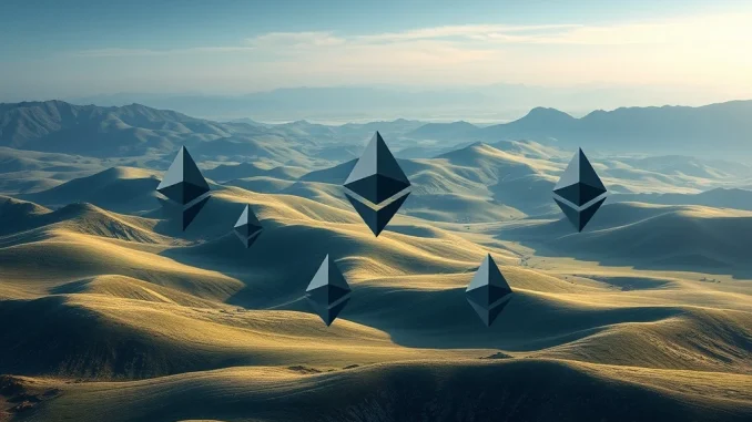 Visualizing a significant Bitmain ETH purchase, showing digital Ethereum coins flowing into a secure wallet, reflecting a large transaction.