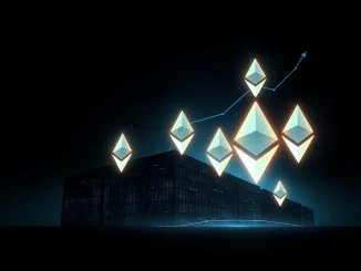 A glowing Ethereum symbol overlaid on a financial chart, representing Bitmine's significant ETH purchase and institutional Ethereum investment.