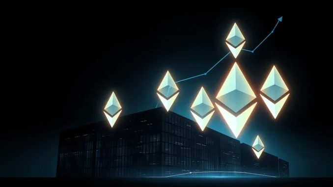 Ethereum Investment: Bitmine's Astounding $305.9 Million ETH Acquisition A glowing Ethereum symbol overlaid on a financial chart, representing Bitmine's significant ETH purchase and institutional Ethereum investment.