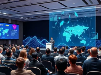 Standard Chartered CEO Bill Winters discusses the transformative impact of blockchain technology on global financial transactions at a FinTech conference.