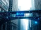 A digital bridge symbolizing the Bluefin partnership connecting traditional finance with blockchain, advancing institutional crypto trading.
