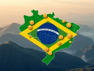A visual representation of new Brazil crypto regulations, showing foreign crypto firms establishing a local subsidiary in Brazil.