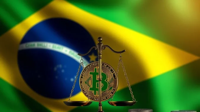 Brazil Crypto Seizure: Bold Legislation Allows Pre-Trial Sale of Digital Assets Scales of justice balancing cryptocurrency symbols, representing Brazil's bold crypto seizure law to combat organized crime.
