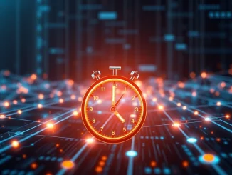 Illustration of a faster BSC testnet upgrade, symbolizing improved block time and transaction efficiency on the Binance Smart Chain.