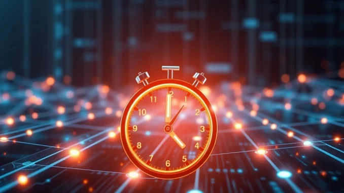 Illustration of a faster BSC testnet upgrade, symbolizing improved block time and transaction efficiency on the Binance Smart Chain.